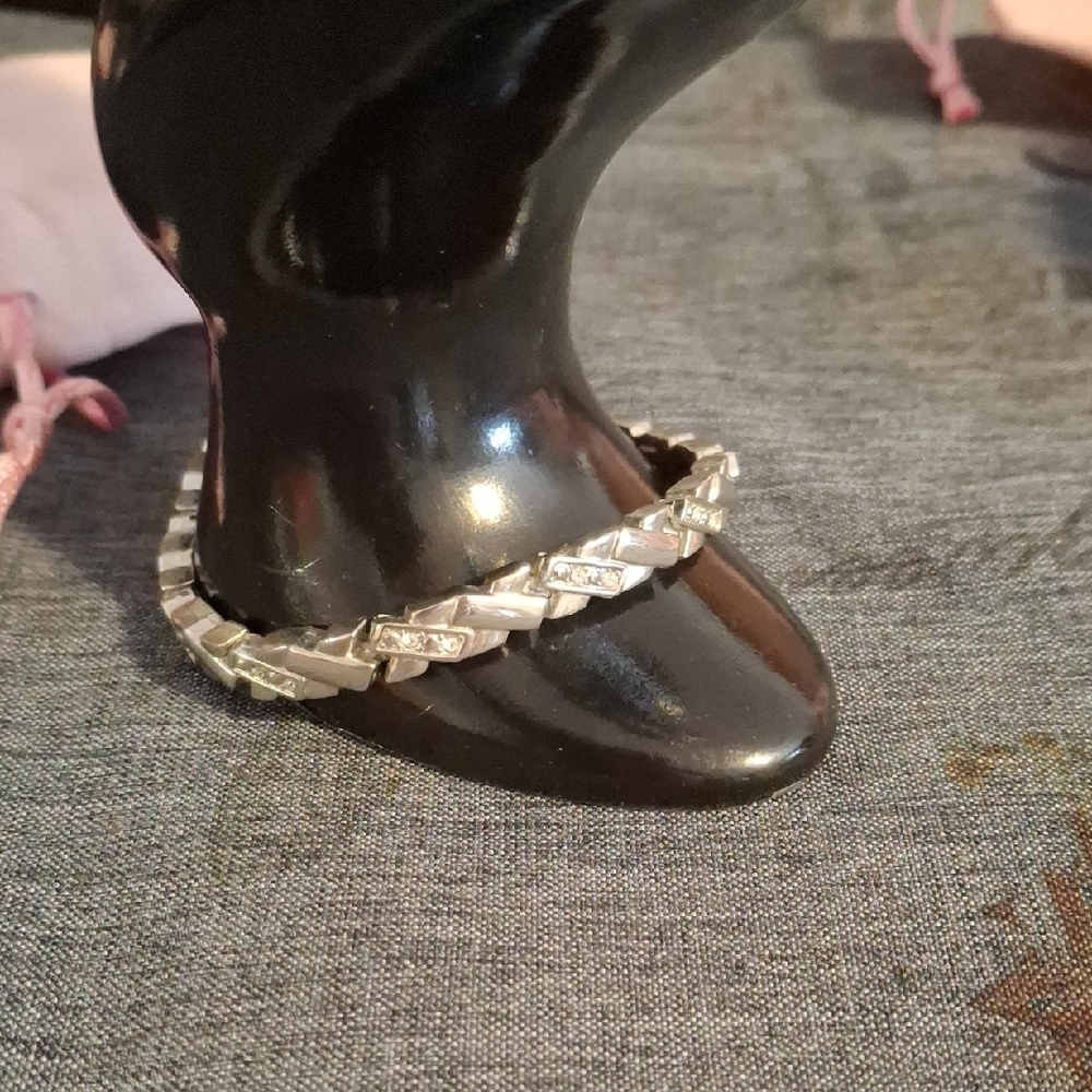 Silver Bracelet with Clear Accents